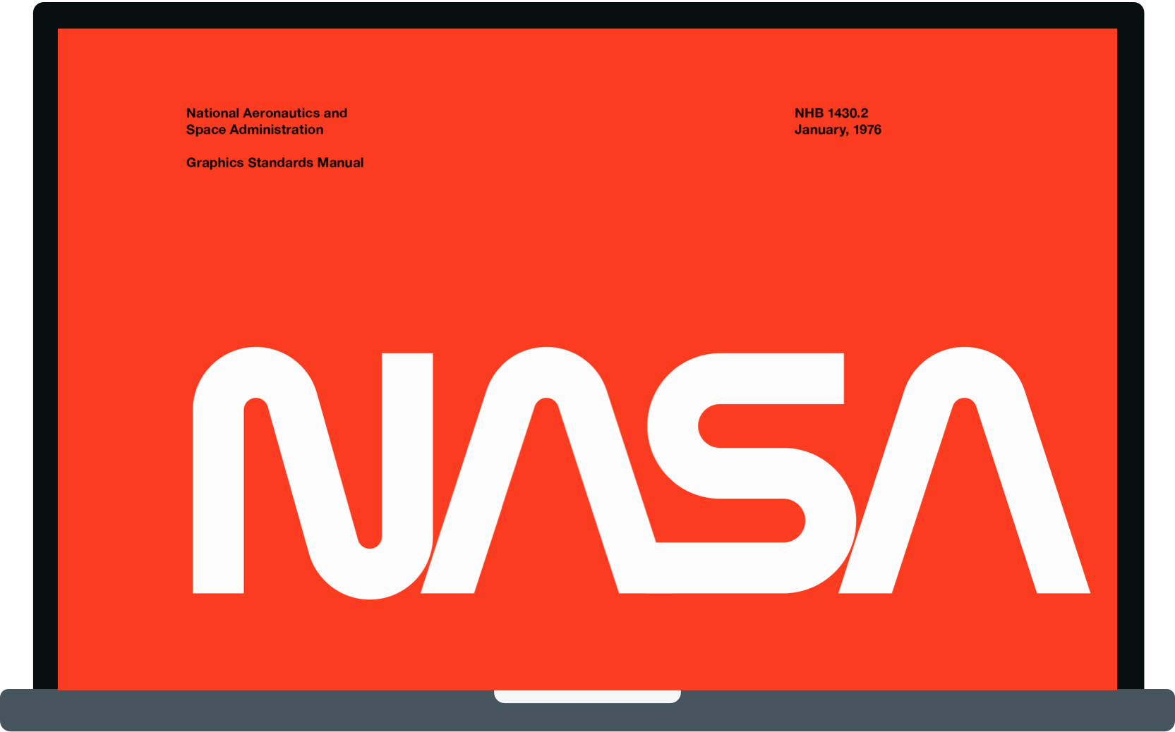 laptop with a screenshot of the NASA Brandbook